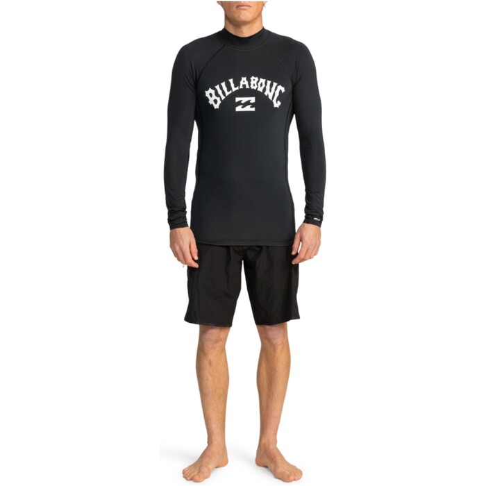 2024 Billabong Mens Logo Surf Long Sleeve Rash Vest EBYWR03011 - Black